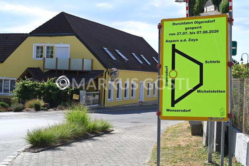Ankündigung Straßensperre Olgersdorf